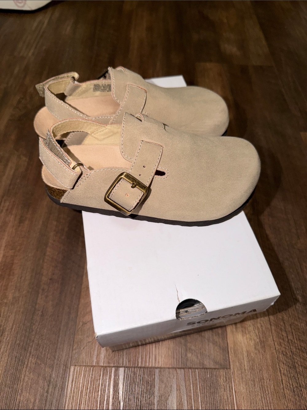 Girl's Sonoma Taupe Suede Slingback Clogs potato shoes Size 13 Like New - Picture 2 of 7